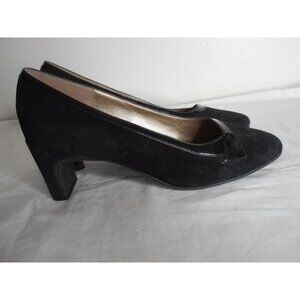Soft Style Hush Puppies Black Suede Patent Leather Pumps Womens Sz 9M 2.5" heel